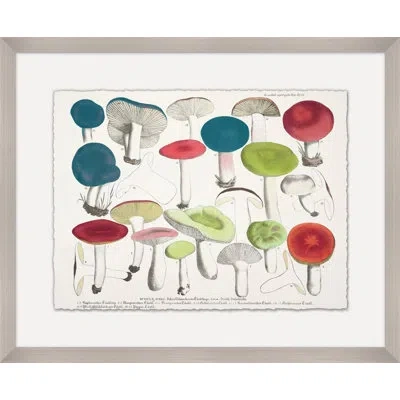 Wendover Art Group Modern Mushrooms 3 - Picture Frame Print On Paper In Blue;green
