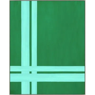 Wendover Art Group Modern Tartan By Thom Filicia - Floater Frame Painting On Canvas In Blue;green