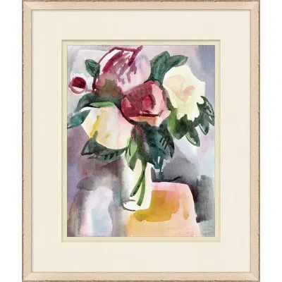 Wendover Art Group Modernist Floral Bouquet 6 - Picture Frame Painting On Paper In Green;gray;pink