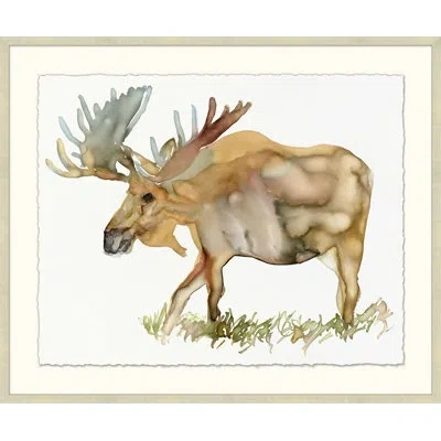 Wendover Art Group Moose Sighting 1 - Picture Frame Painting In Brown;green;gray