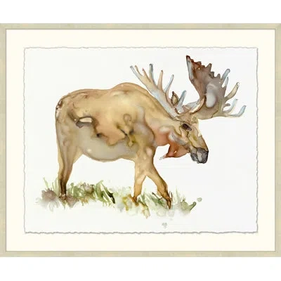 Wendover Art Group Moose Sighting 2 - Picture Frame Painting In Brown;white
