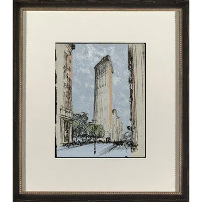 Wendover Art Group Municiple Study V - Picture Frame Painting On Paper In Blue;beige