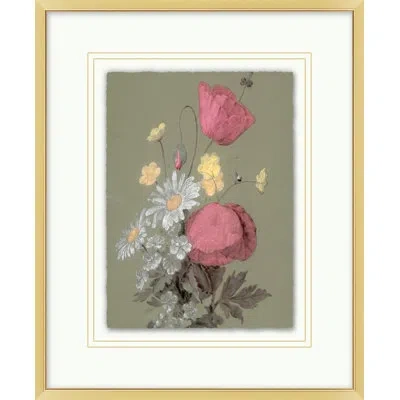 Wendover Art Group Muted Florals 3 - Picture Frame Painting On Paper In White;green;pink