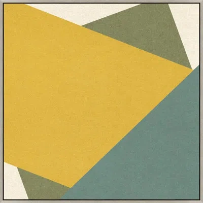 Wendover Art Group Natural Geometric 2 By Thom Filicia - Floater Frame Painting On Canvas In Blue;green;yellow