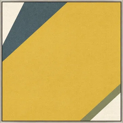 Wendover Art Group Natural Geometric 6 By Thom Filicia - Floater Frame Painting On Canvas In Blue;yellow