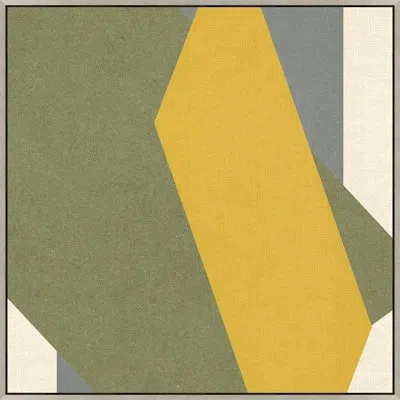 Wendover Art Group Natural Geometric 7 By Thom Filicia Floater Frame Painting On Canvas In Green;yellow