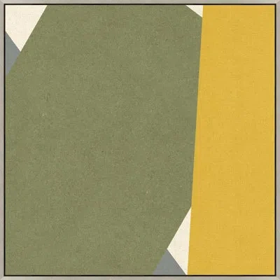 Wendover Art Group Natural Geometric 8 By Thom Filicia - Floater Frame Painting On Canvas In Green;yellow
