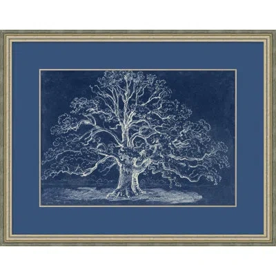 Wendover Art Group Navy Tree 1 - Picture Frame Painting On Paper In Black;white;navy