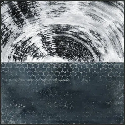Wendover Art Group Negative Juxtaposition By Mat Sanders - Floater Frame Painting On Canvas In Blue;black;white