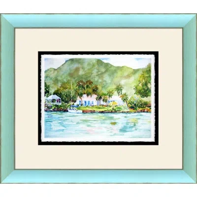 Wendover Art Group Neighbors Across The Water - Picture Frame Painting On Paper In Blue;green