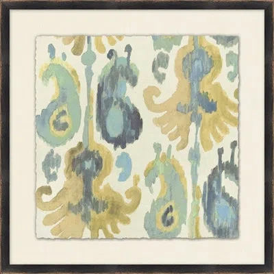 Wendover Art Group Neutral Ikat Study 4 - Picture Frame Painting On Paper In Green;yellow;cream