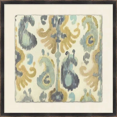 Wendover Art Group Neutral Ikat Study 5 - Picture Frame Painting On Paper In Blue;green;yellow