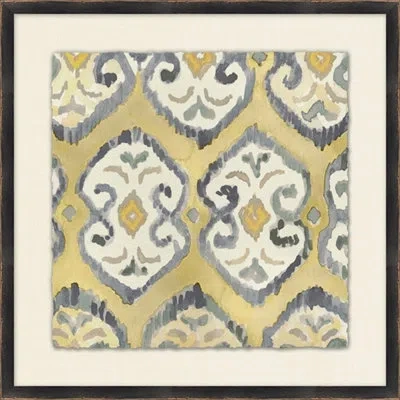 Wendover Art Group Neutral Ikat Study 8 - Picture Frame Painting On Paper In Blue;green;yellow