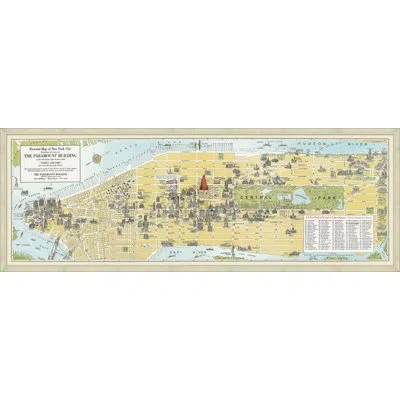 Wendover Art Group New York City Map - Painting On Paper In Blue;yellow