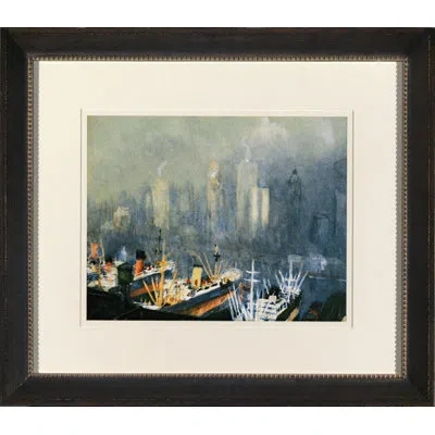 Wendover Art Group New York Harbor Watercolor I - Picture Frame Painting On Paper In Blue;beige