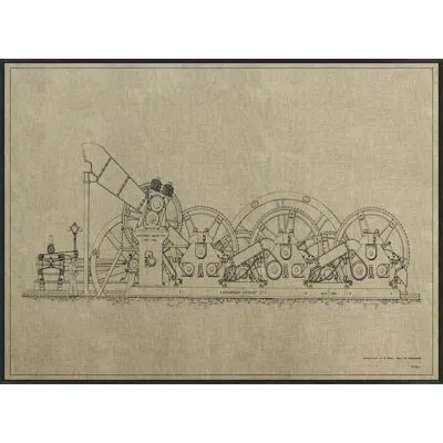Wendover Art Group New York Industry 2 By Lillian August - Floater Frame Painting In Tan