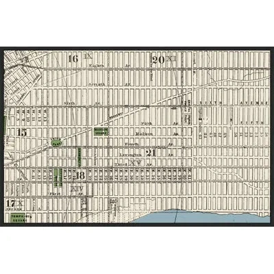 Wendover Art Group New York Parks Map 5 In Beige,blue