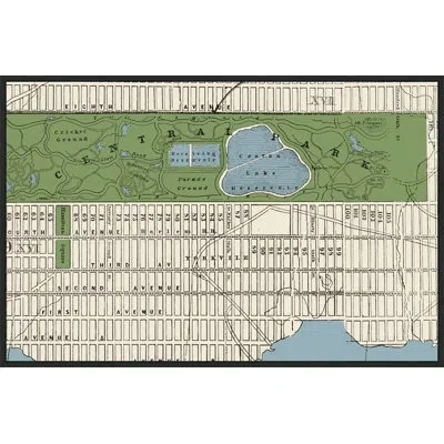 Wendover Art Group New York Parks Map 6 In Beige,green,blue