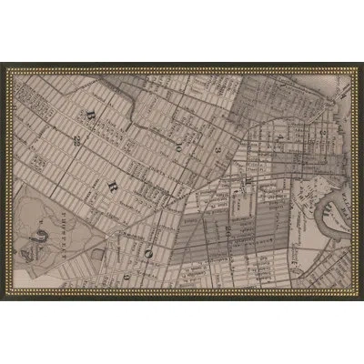 Wendover Art Group New York Vintage Grid Map D In Brown,beige