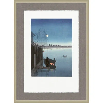 Wendover Art Group Night Cruise 3 - Picture Frame Painting In Blue;black;white;gray