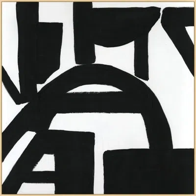 Wendover Art Group Night Maze 1 By Christopher Kennedy - Floater Frame Painting On Canvas In Black;white