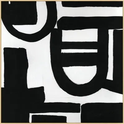 Wendover Art Group Night Maze 2 By Christopher Kennedy - Floater Frame Painting On Canvas In Black;white