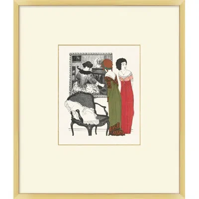 Wendover Art Group Nouveau Fashion Illustration 3 - Single Picture Frame Painting On Paper In Red,green,black,white