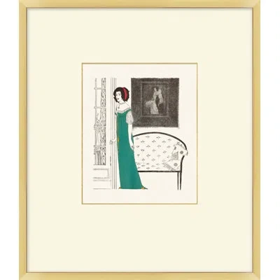 Wendover Art Group Nouveau Fashion Illustration 5 - Picture Frame Painting On Paper In White;gray;teal