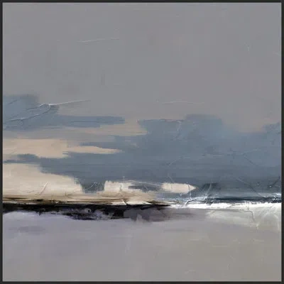 Wendover Art Group Oceans Crest By Thom Filicia - Floater Frame Painting On Canvas In Blue;gray