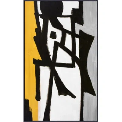 Wendover Art Group Ochre Forest 1 By Christopher Kennedy - Floater Frame Painting On Canvas In Black;white;yellow