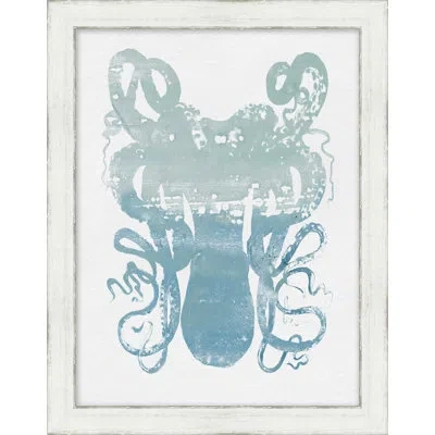 Wendover Art Group Octopus Relief - Picture Frame Painting On Paper In Blue;light Gray