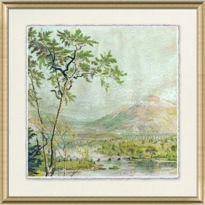 Wendover Art Group On Distant Hills I - Picture Frame Painting On Paper In Blue;green;beige