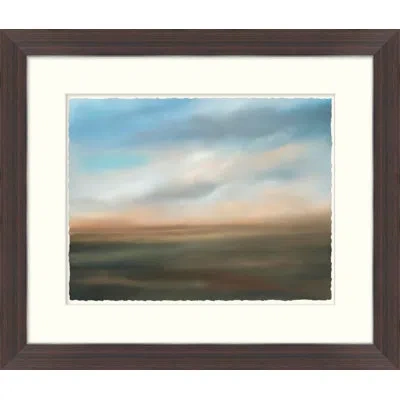 Wendover Art Group On Distant Plains 1 - Picture Frame Painting On Paper In Blue;green