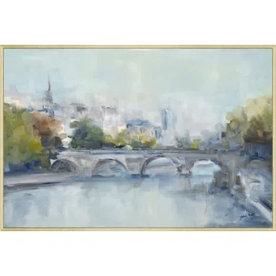 Wendover Art Group On The Seine - Floater Frame Print On Canvas In Brown,olive,blue,gray
