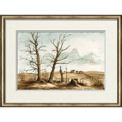 Wendover Art Group One Mile From Washington - Picture Frame Painting On Paper In Blue;brown;white
