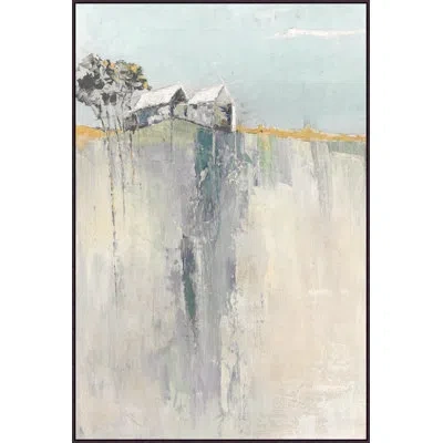 Wendover Art Group Orange Houses - Floater Frame Picture Frame Painting On Canvas In Blue;gray