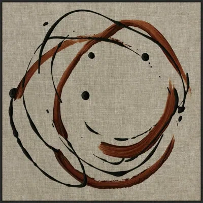 Wendover Art Group Orbit Circle By Thom Filicia - Floater Frame Painting On Fabric In Black;brown