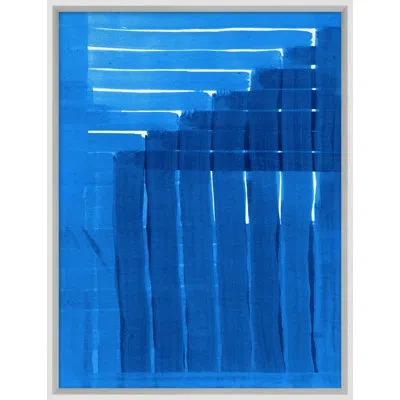 Wendover Art Group Orderly Streaks 4 - Picture Frame Painting On Paper In Blue