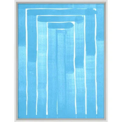 Wendover Art Group Orderly Streaks 8 - Picture Frame Painting On Paper In Blue