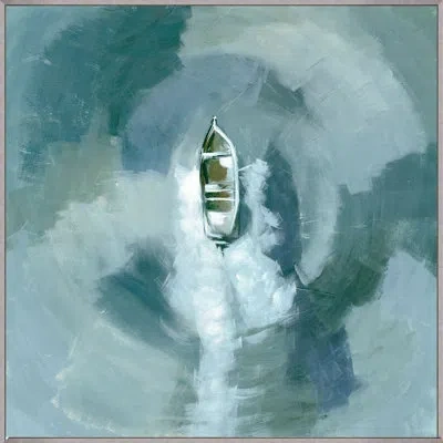 Wendover Art Group Out At Lake 1 - Floater Frame Print On Canvas In Blue,green,white