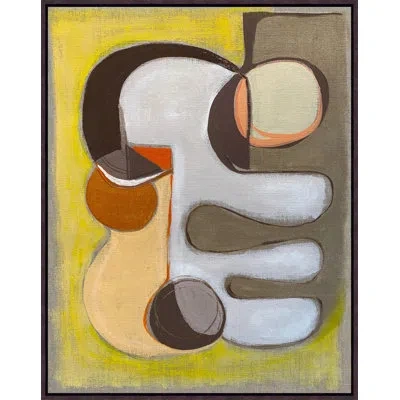 Wendover Art Group Over Around 1 By Christopher Kennedy - Floater Frame Painting On Canvas In Brown;gray;yellow