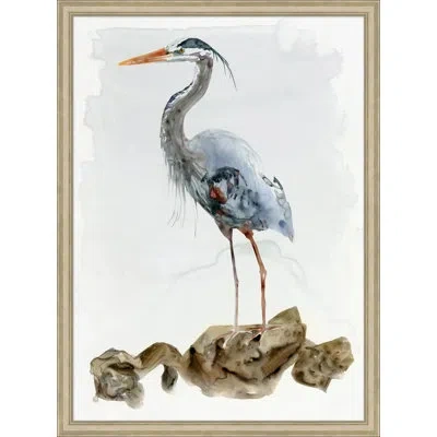Wendover Art Group Oversized Heron Study 2 - Picture Frame Painting Print In Blue;brown