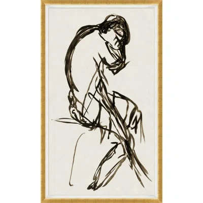 Wendover Art Group Oversized Nude 1 - Picture Frame Drawing Print In Black;white
