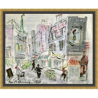 Wendover Art Group Oversized Parisian Scene - Picuture Frame Painting On Paper In Green;gray