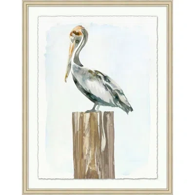 Wendover Art Group Painted Pelican 2 - Picture Frame Painting On Paper In Blue;brown;white