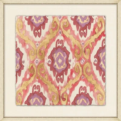 Wendover Art Group Painterly Ikat 4 - Picture Frame Painting In Yellow;pink;purple