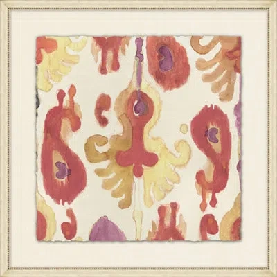 Wendover Art Group Painterly Ikat 6 - Picture Frame Painting On Paper In White;red;beige