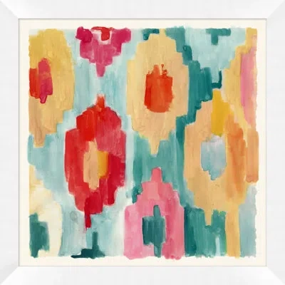 Wendover Art Group Painterly Ikat Collection 5 - Picture Frame Painting On Paper In Green;yellow