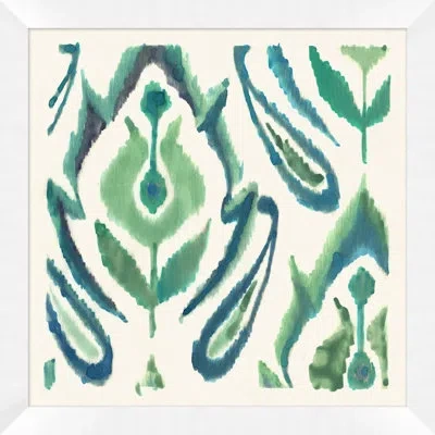 Wendover Art Group Painterly Ikat Collection 6 - Picture Frame Painting On Paper In Green