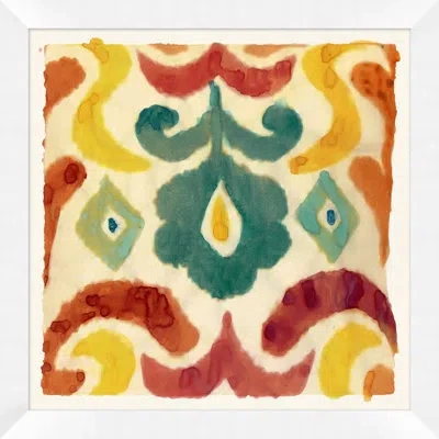 Wendover Art Group Painterly Ikat Collection 7 - Picture Frame Painting On Paper In Yellow